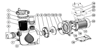 ปั๊มสระว่ายน้ำ SB15 -1แรง เฟส 220V