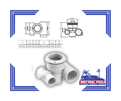 บอดี้เจ็ท EM0031 ø25mm Air & ø40mm Water Tee Body ,Flow Rate 76/min