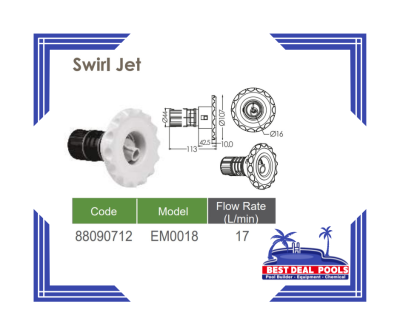 หัวเจ็ก EMO018 Face(Swirl Jet) Flow Rate 18-25L/min Connection 1.5" White