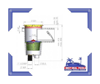 Round cover skimmer size 15 liters flow 5 feet/hour Astral