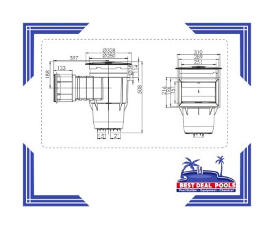 EM0050-RV สกิมเมอร์ (Skimmer) EMAUX สำหรับสระ ไวนิล