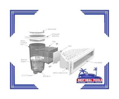 EMO18OTS-SC "EMAUX" Wide Mount Wall Skimmer for Concrete Pool