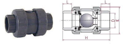 Ball check/Astral pool/Cepex/UPVC1-1.2", EPDM