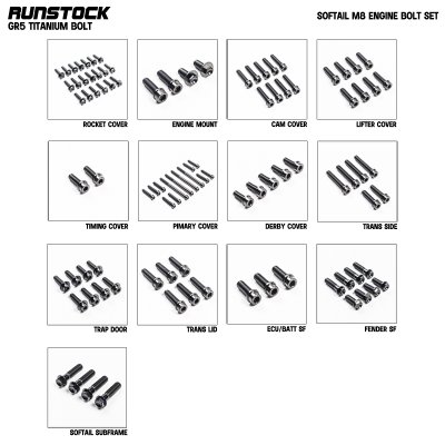 Runbolt Complete Engine Bolt Kit for Harley-Davidson M8 – Grade 5 Titanium Hardware (Aircraft-Grade) Runbolt Complete Engine Bolt Kit for Harley-Davidson M8 – Grade 5 Titanium Hardware (Aircraft-Grade)