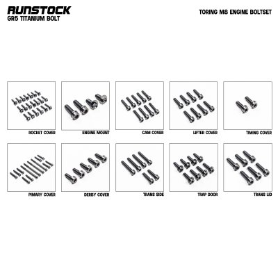 Runbolt Complete Engine Bolt Kit for Harley-Davidson M8 – Grade 5 Titanium Hardware (Aircraft-Grade) Runbolt Complete Engine Bolt Kit for Harley-Davidson M8 – Grade 5 Titanium Hardware (Aircraft-Grade)