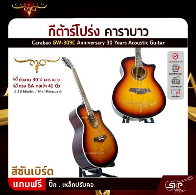 กีต้าร์โปร่ง คาราบาว ฉลองครบรอบ 30 ปี ทรง GA คอเว้า 41 นิ้ว Carabao GW-309C Anniversary 30 Years Acoustic Guitar