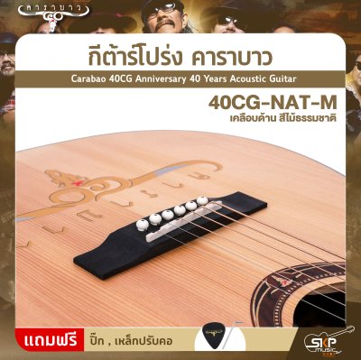 กีต้าร์โปร่ง คาราบาว ฉลองครบรอบ 40 ปี ทรง Dreadnought คอเต็ม 41 นิ้ว Carabao 40CG Anniversary 40 Years Acoustic Guitar