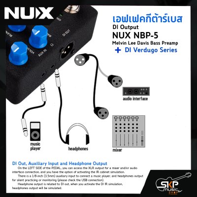 เอฟเฟคกีต้าร์เบสพร้อม DI Output NUX NBP-5 Melvin Lee Davis Bass Preamp + DI Verdugo Series สินค้าใหม่แท้ รับประกัน 1 ปี