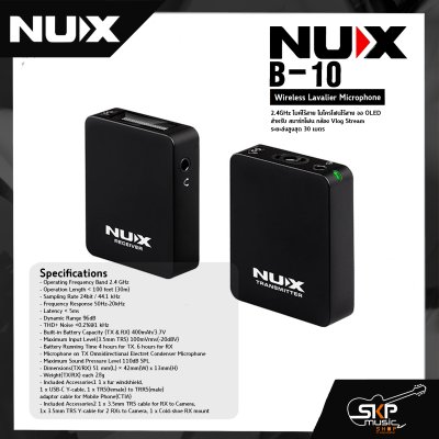 NUX B-10 Wireless Lavalier Microphone 2.4GHz