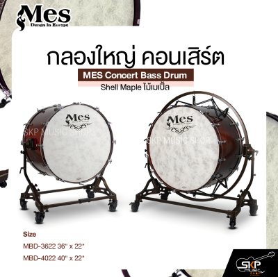 กลองใหญ่ คอนเสิร์ต ไม้เมเปิ้ล MES Concert Bass Drum , Shell Maple