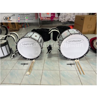 กลองใหญ่มาร์ชชิ่งเบสดรัม ขนาด 16-26 นิ้ว Symphony Marching Bass Drum ของแถมชุดอาร์มสะพาย , ไม้ตีกลอง , กุญแจกลอง