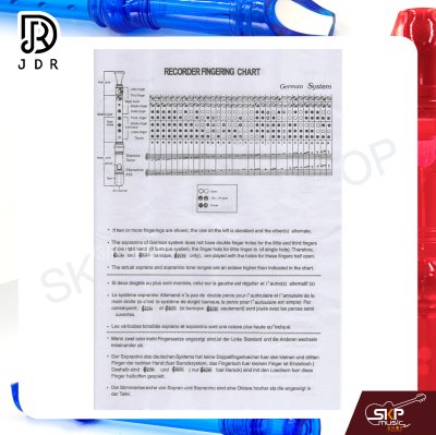 ขลุ่ยรีคอร์เดอร์ ขลุ่ย 3 ท่อน มาตรฐานสากล พลาสติกอย่างดี สีใส Recorder JDR-ASG German Soprono C (ราคา 1 เลา)