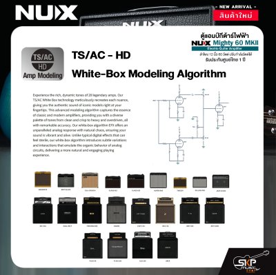 ตู้แอมป์กีต้าร์ไฟฟ้า ลำโพง 12 นิ้ว 60 วัตต์ ปรับกำลังวัตต์ได้ Electric Guitar Amplifier NUX Mighty 60 MKll 1x12" 60w.