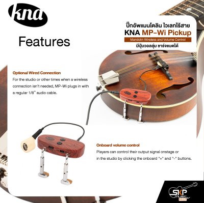 ปิ๊กอัพแมนโดลิน ไวเลทไร้สาย มีปุ่มวอลลุ่ม ชาร์จแบตได้ KNA MP-Wi Pickup Mandolin Wireless and Volume Control