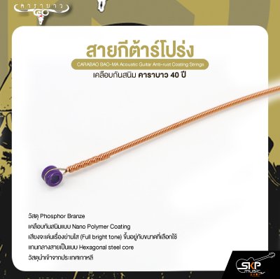 สายกีต้าร์โปร่ง เคลือบกันสนิม คาราบาว 40 ปี CARABAO BAO-MA Acoustic Guitar Anti-rust Coating Strings