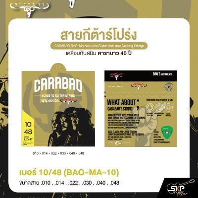 สายกีต้าร์โปร่ง เคลือบกันสนิม คาราบาว 40 ปี CARABAO BAO-MA Acoustic Guitar Anti-rust Coating Strings