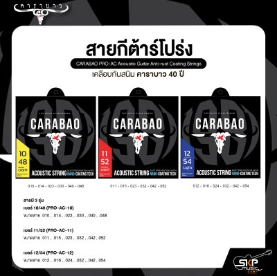 สายกีต้าร์โปร่ง เคลือบกันสนิม คาราบาว 40 ปี CARABAO PRO-AC Acoustic Guitar Anti-rust Coating Strings