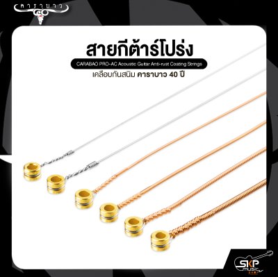 สายกีต้าร์โปร่ง เคลือบกันสนิม คาราบาว 40 ปี CARABAO PRO-AC Acoustic Guitar Anti-rust Coating Strings