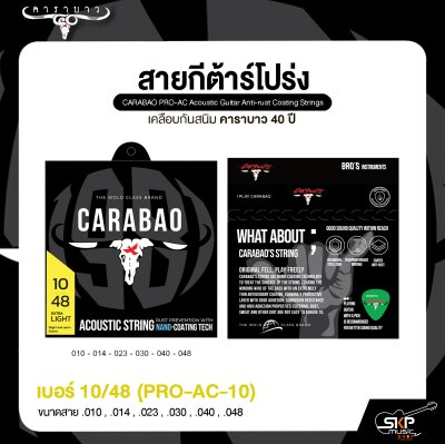 สายกีต้าร์โปร่ง เคลือบกันสนิม คาราบาว 40 ปี CARABAO PRO-AC Acoustic Guitar Anti-rust Coating Strings