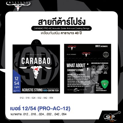 สายกีต้าร์โปร่ง เคลือบกันสนิม คาราบาว 40 ปี CARABAO PRO-AC Acoustic Guitar Anti-rust Coating Strings