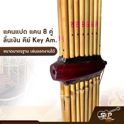แคนแปด แคน 8 คู่ ลิ้นเงิน คีย์ Key Am. ขนาดมาตรฐาน เล่นออกงานได้ ตัวเลือกเสริมกระเป๋าแคน