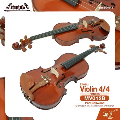 ไวโอลิน 4/4 ไม้หน้าสปรูซแท้ ไม้หลังและข้างเมเปิลแท้ พาสไม้บ๊อกวู๊ด Violin 4/4 FITNESS MV012B Part Boxwood