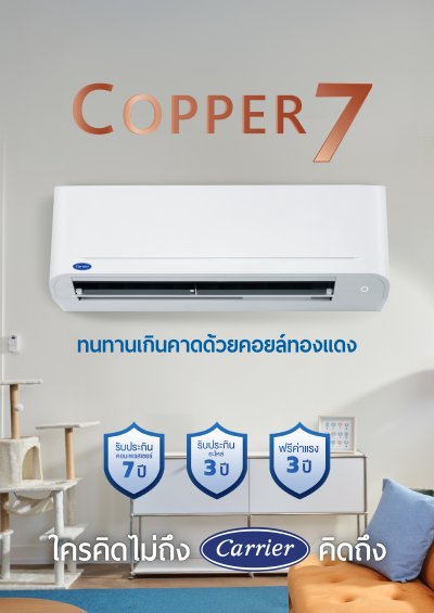 แอร์แคเรียร์ Carrier ติดผนัง Copper 7 รุ่น 42TSAA013 ขนาด 12,200 BTU