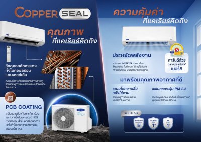 แอร์แคเรียร์ Carrier ติดผนัง Copper Seal Inverter รุ่น 42TVDB018 ขนาด 18,000 BTU