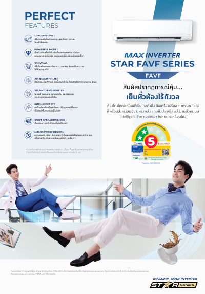 แอร์ไดกิ้น Daikin ติดผนัง MAX INVERTER STAR FAVF Series รุ่น FAVF36XV2S ขนาด 36,200 BTU