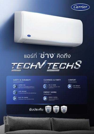 แอร์แคเรียร์ Carrier ติดผนัง Tech S รุ่น 42NSAA010 ขนาด 9,000 BTU