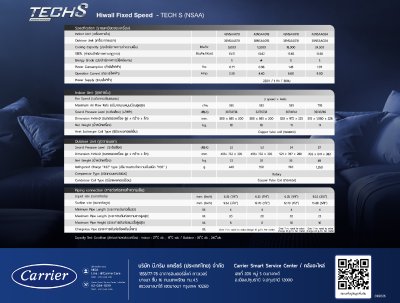 แอร์แคเรียร์ Carrier ติดผนัง Tech S รุ่น 42NSAA010 ขนาด 9,000 BTU