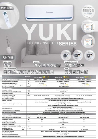 แอร์มิตซูบิชิ เฮฟวี่ ดิวตี้ Heavy Duty ติดผนัง YUKI Series Inverter รุ่น SRK10YYS ขนาด 9,633 BTU