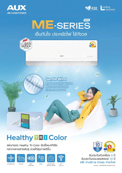 แอร์เอยูเอ็กซ์ AUX ติดผนัง ME Series Inverter รุ่น ASW-24/DIM-1S ขนาด 24,600 BTU