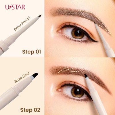 Ustar 2 In 1 Slim Brow Pencil & Liner ยูสตาร์ ทู อิน วัน สลิม บราว เพนซิล แอนด์ ไลเนอร์
