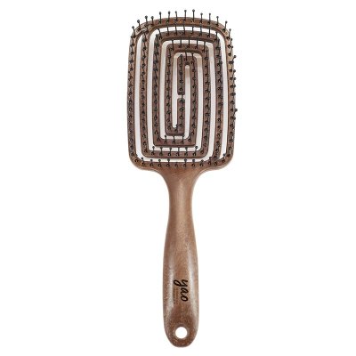 Yao Hairbrush Moving Square Brush (Wooden Texture) เย่า แปรงหวีผม แก้ผมพันกัน เหมาะสำหรับคนที่ผมยาว
