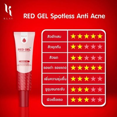 Klay Red Gel Spotless Anti Acne (40g) เคลย์ เจลฟื้นฟูรอยแผลสิว