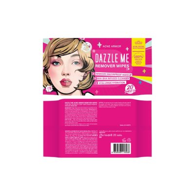 Dazzle Me Acne Armor Remover Wipes (1 กล่องมี 20 ชิ้น) แดซเซิล มี แอคเน่ อาร์เมอร์ รีมูฟเวอร์ ไวพส์