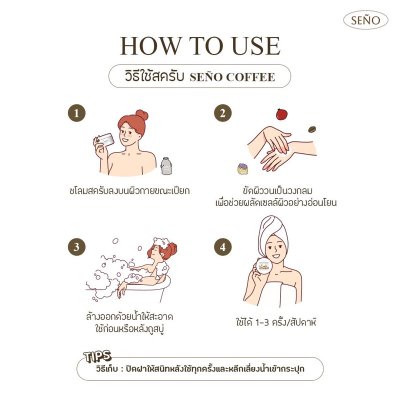 Seño Coffee Herbal Body Scrub (แบบซอง) ซินญอ สครับขัดผิวกายสูตรเข้มข้น