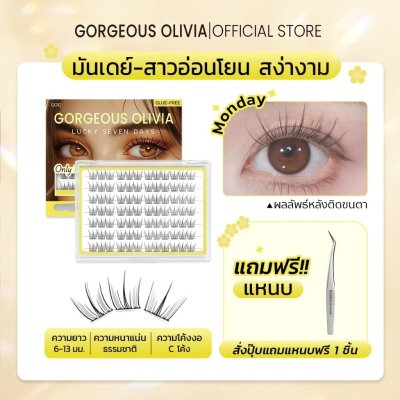 Gorgeous Olivia Lucky 7 Days (+ Tweezers) กรอเจียส โอลิเวีย โชคดี 7 สี ซีรีส์ ขนตาปลอมไม่ใช้กาว