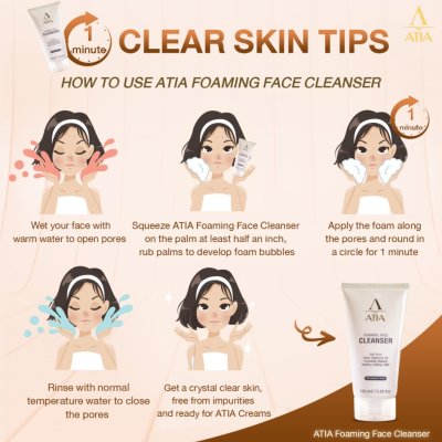 Atia Foaming Face Cleanser (100ml) อาเทีย คลีนเซอร์ล้างหน้าสูตรครีมนุ่มละมุน