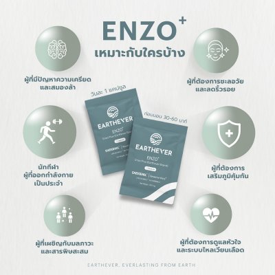 Earthever Enzo Plus (1 กล่องมี 30 Capluses) เอนโซ พลัส ผลิตภัณฑ์เสริมอาหารก่อนนอน