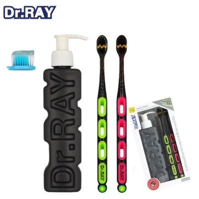 Dr.Ray Lovely Family Charcoal ดอกเตอร์ เรย์ เลิฟลี่แฟมมิลี่ แปรงฟัน+ยาสีฟัน