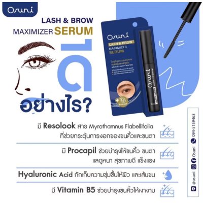 [ซื้อ 2 ชิ้นราคา 690.-] Osuni Lash And Brow Maximizer Serum (5ml) โอสุนิ ผลิตภัณฑ์ฟื้นบำรุงขนคิ้วและขนตา