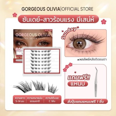 Gorgeous Olivia Lucky 7 Days (+ Tweezers) กรอเจียส โอลิเวีย โชคดี 7 สี ซีรีส์ ขนตาปลอมไม่ใช้กาว