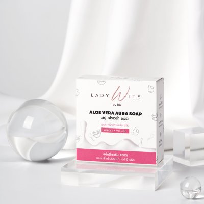 Lady White By BD Aloe Vera Aura Soap Premium (70g) เลดี้ไวท์ บายบีดี ผลิตภัณฑ์ทำความสะอาดผิวหน้า
