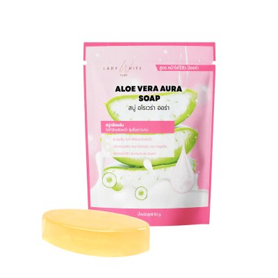 Lady White By BD Aloe Vera Aura Soap (65g) เลดี้ไวท์ บายบีดี ผลิตภัณฑ์ทำความสะอาดผิวหน้า