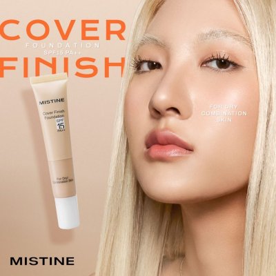 Mistine Cover Finish Foundation SPF15 PA++ มิสทีน ครีมรองพื้น ปกปิดติดทน คุมมัน เพิ่มความชุ่มชื่น เบาสบายผิว