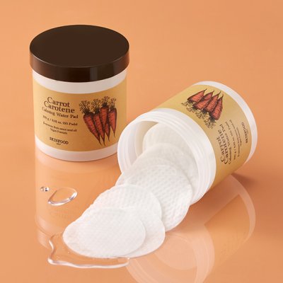 Skinfood Carot Carptene Calming Water Pad (60pads) สกินฟู๊ด แบล็ค ชูการ์ มาสก์ วอช ออฟ