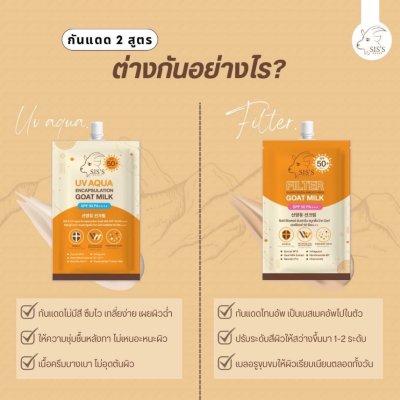 Sis's Filter Sunscreen Smoothing Goat Milk SPF 50 PA+++ ซิสส์ ครีมกันแดด ปรับระดับสีผิวหนึ่งระดับ