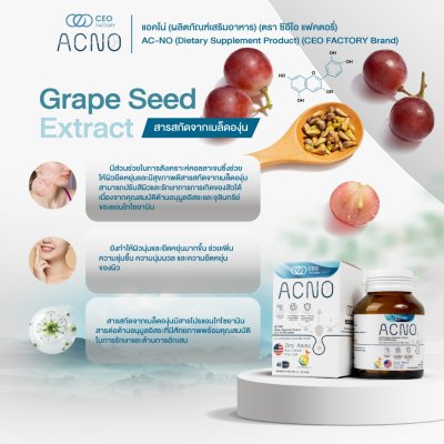 CEO Factory ACNO (24g) ซีอีโอ แฟคตอรี่ ผลิตภัณฑ์เสริมอาหาร สำหรับผู้ที่มีปัญหาเรื่องสิว ผิวมัน ผม เล็บ